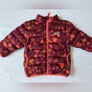 REI Kids' Burgundy and Orange reversable Puffer Jacket, Almost New